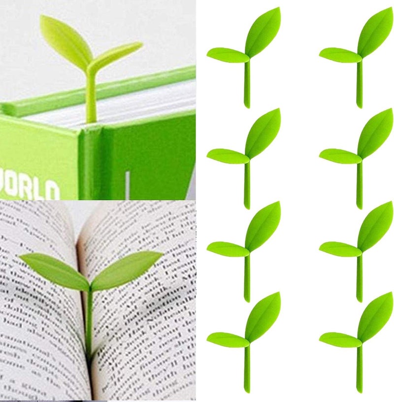 Heetobcos YKING Sprout Little Green Bookmarks Silicone Grass Buds Creative Green Bookmarks  Gifts for Book Lovers Reading  Set of 8 - Image 1